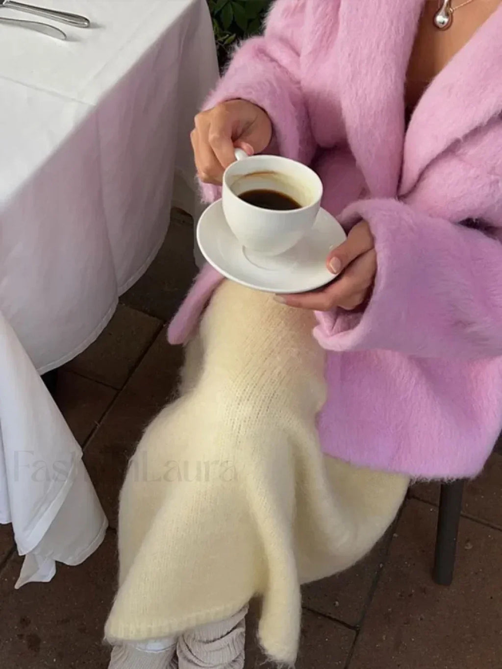 Women Pink Woolen Lapel Blazer Overcoats