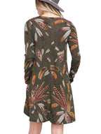 JuliaFashion - Right About This Feather Print Tunic Dress