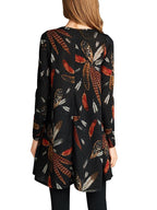 JuliaFashion - Right About This Feather Print Tunic Dress