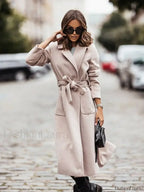 Women’s Clothing Autumn and Winter Minimalist Double Breasted Long Sleeved Lapel Overcoats