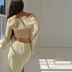 Women’s Long Sleeve Solid Tie Up Mesh Crop Top