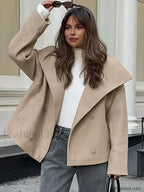 Women’s Wide Lapel Faux wool Blend Coat Overcoats