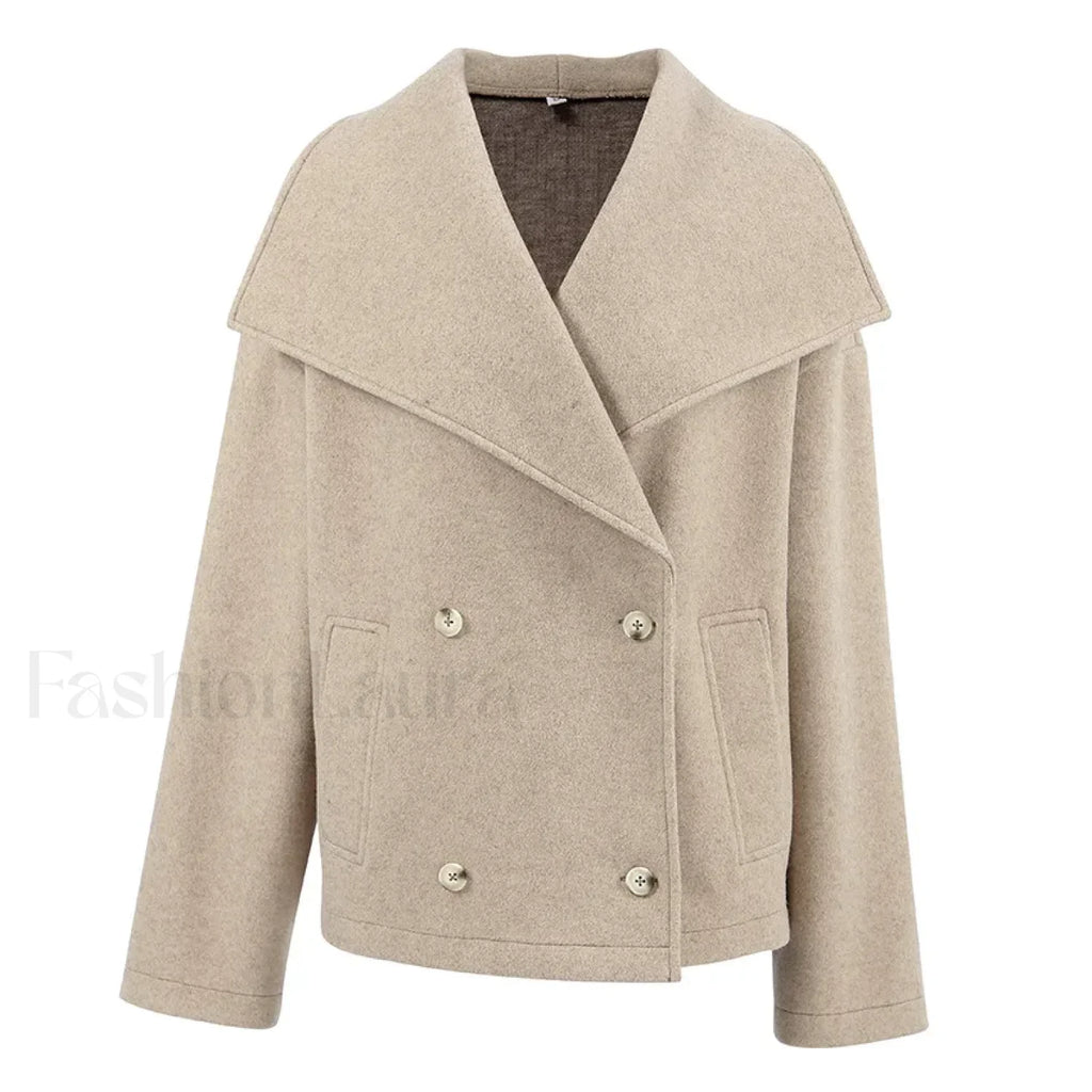 Women's Wide Lapel Faux-wool Blend Coat Overcoats