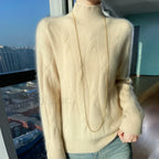 Wool Autumn Winter Women’s Turtleneck Pullover Solid Color Thick Cashmere Warm Sweater Beige / S Sweaters L