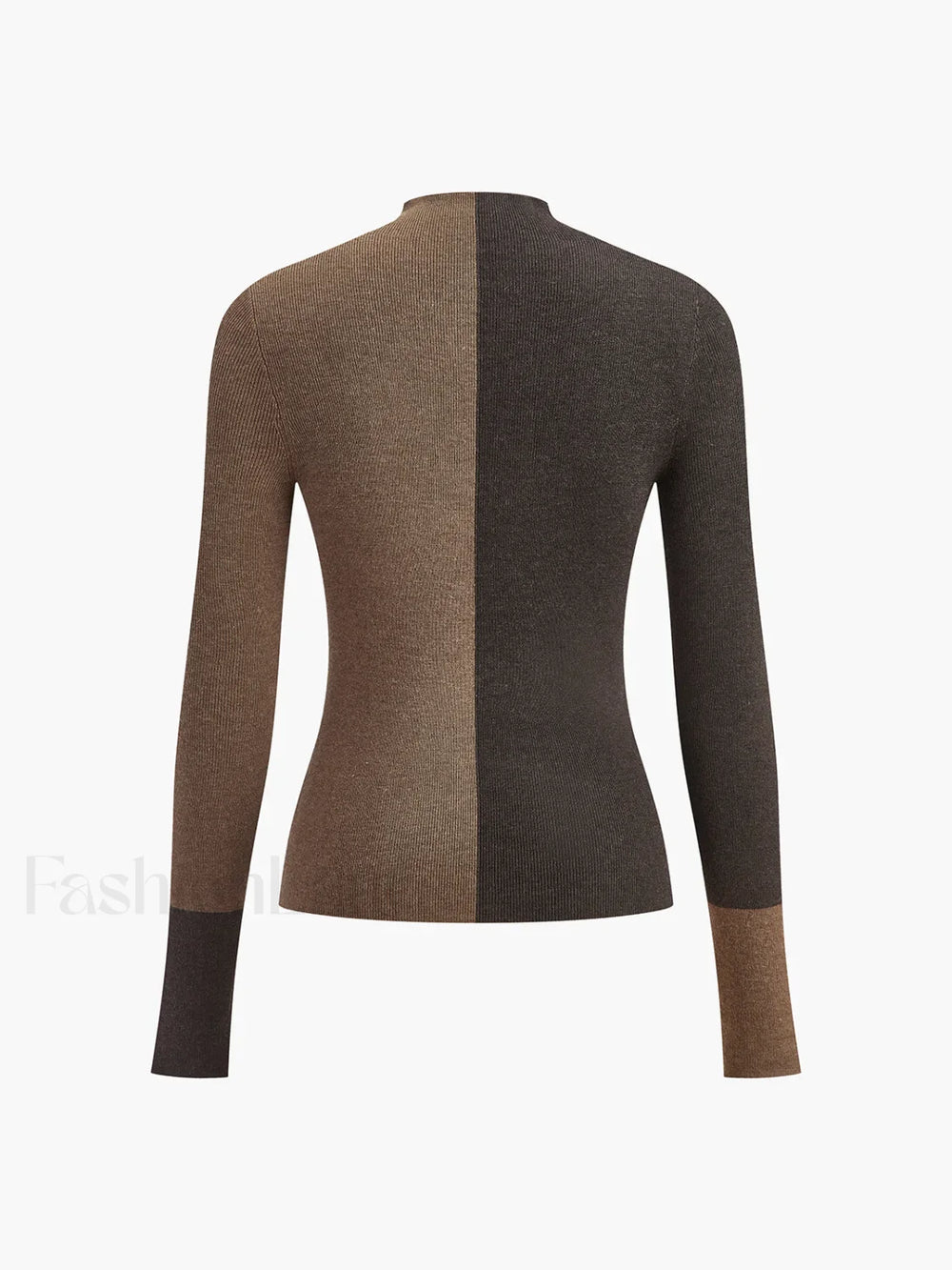 Wool Blend Two Tone Skinny Knit Top Knit Tops