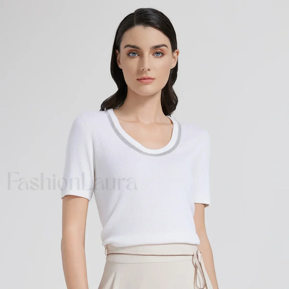 Wool Silk Vest Summer Casual T Shirt