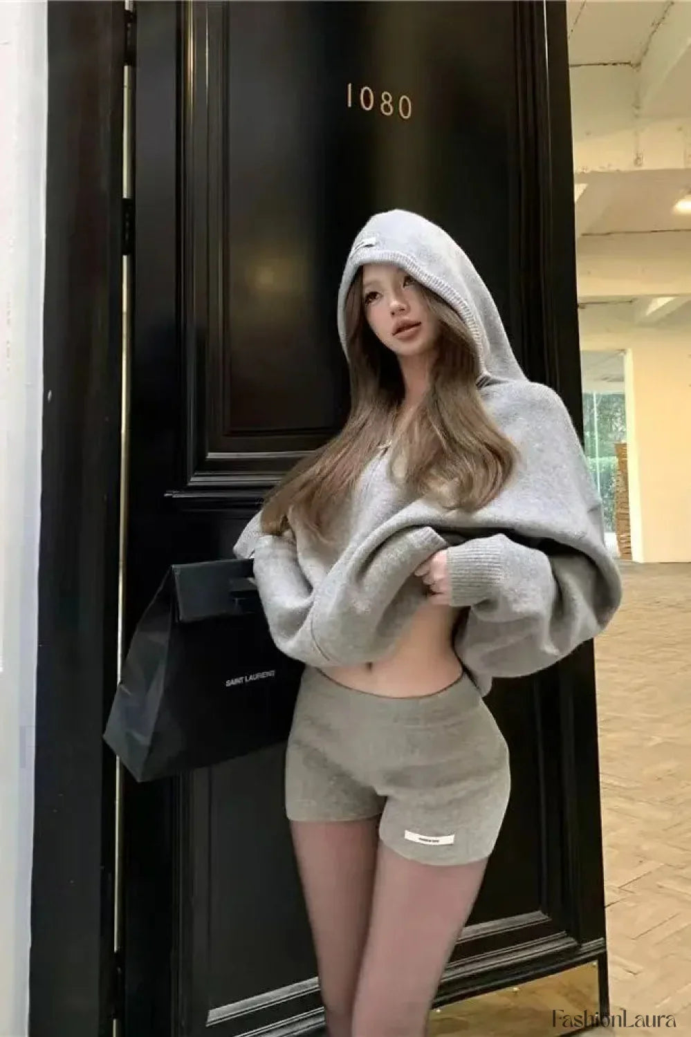 Y2K American Grey Zipper Hoodie