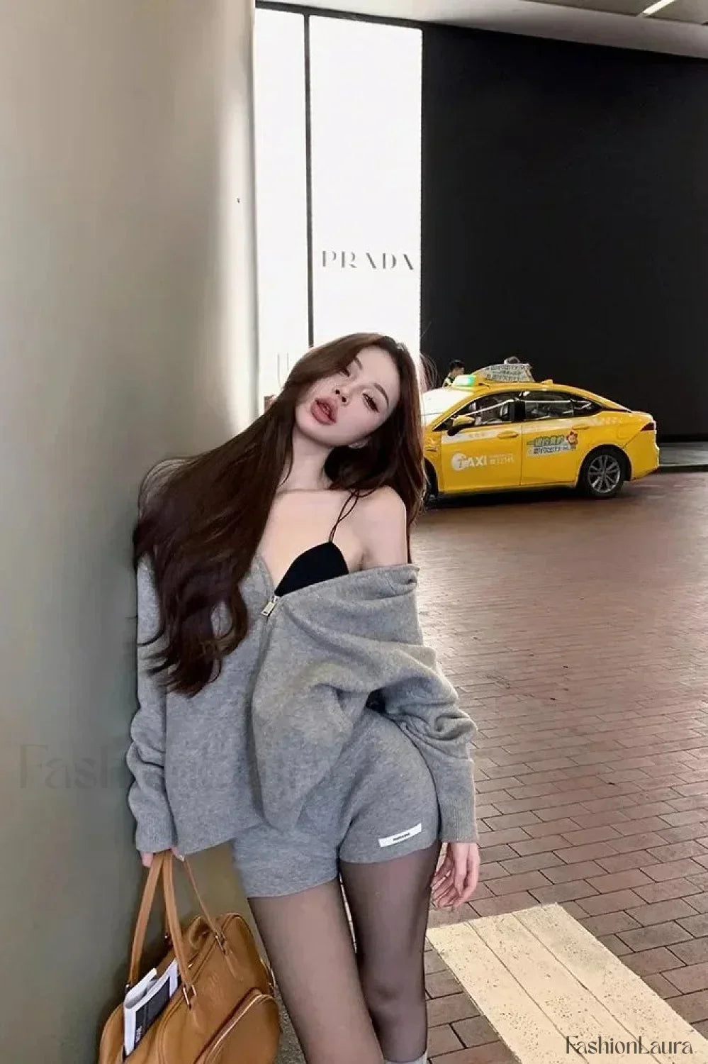 Y2K American Grey Zipper Hoodie