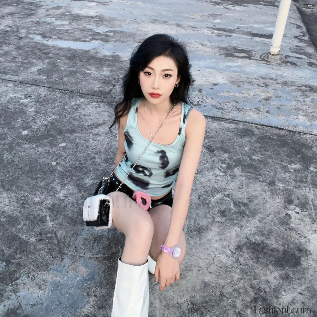 Y2K Applique Chain Cross Plush Crossbody Hot Hip Hop Girls Soft Gothic Bag Black White / 18X11cm