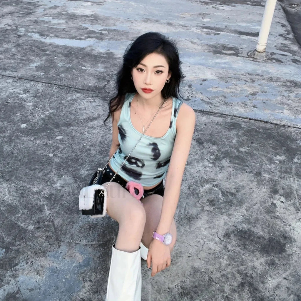 Y2K Applique Chain Cross Plush Crossbody Hot Hip Hop Girls Soft Gothic Bag Black White / 18X11cm