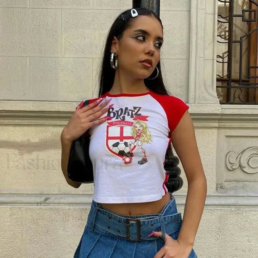 Y2K Bratz Cartoon Print Baby Tee