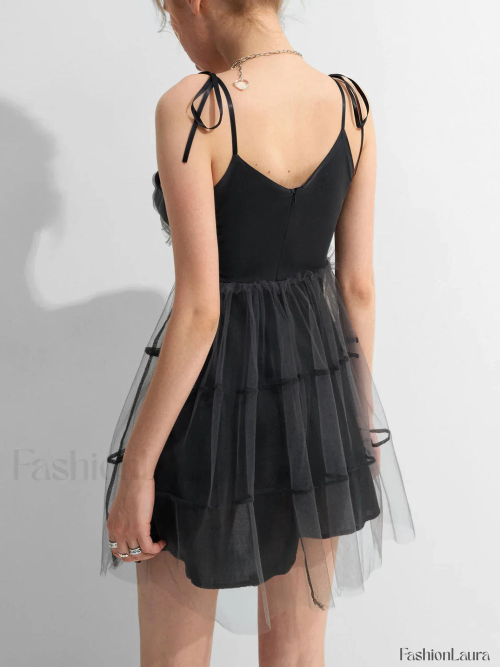 Y2K Gothic Patchwork Mesh Tie Strap Mini Dress Mini Dresses