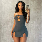 Y2K Hollow Strapless Mini Dress