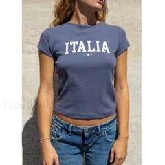 Y2k Italy Print Aesthetic T Shirt