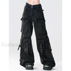 Y2K Japanese Cargo Pants for Halloween Gatherings Black / XS