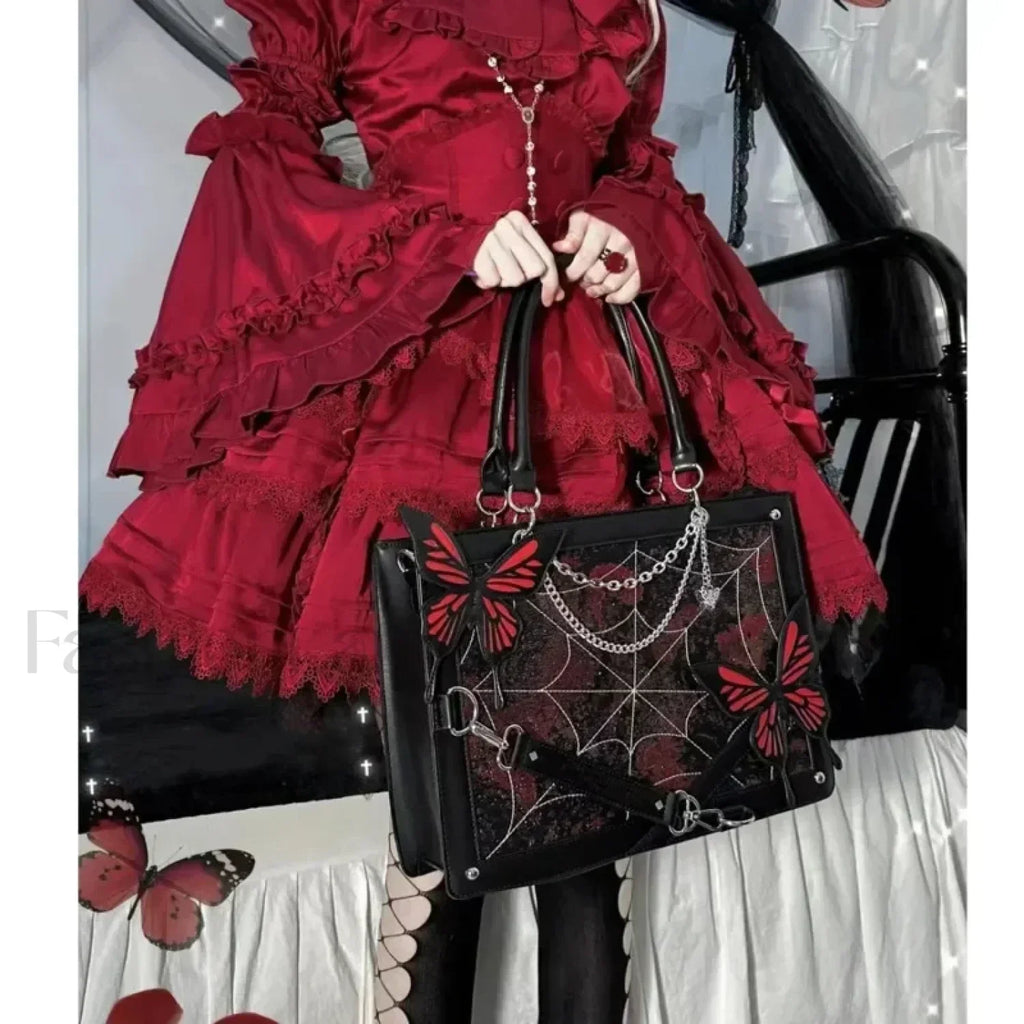 Y2K Labyrinth Butterfly Spider Chain DIY Transparent Lolita Gothic Bag