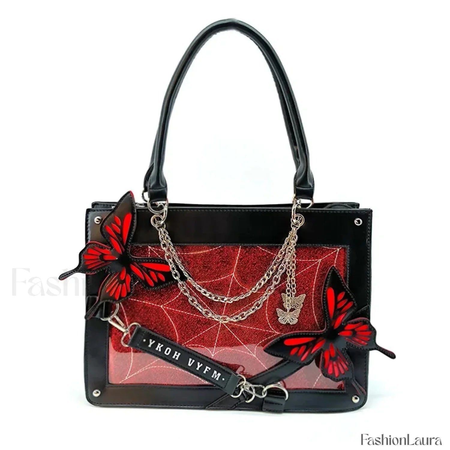 Y2K Labyrinth Butterfly Spider Chain DIY Transparent Lolita Gothic Bag Black Red