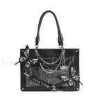 Y2K Labyrinth Butterfly Spider Chain DIY Transparent Lolita Gothic Bag black white