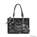 Y2K Labyrinth Butterfly Spider Chain DIY Transparent Lolita Gothic Bag black white