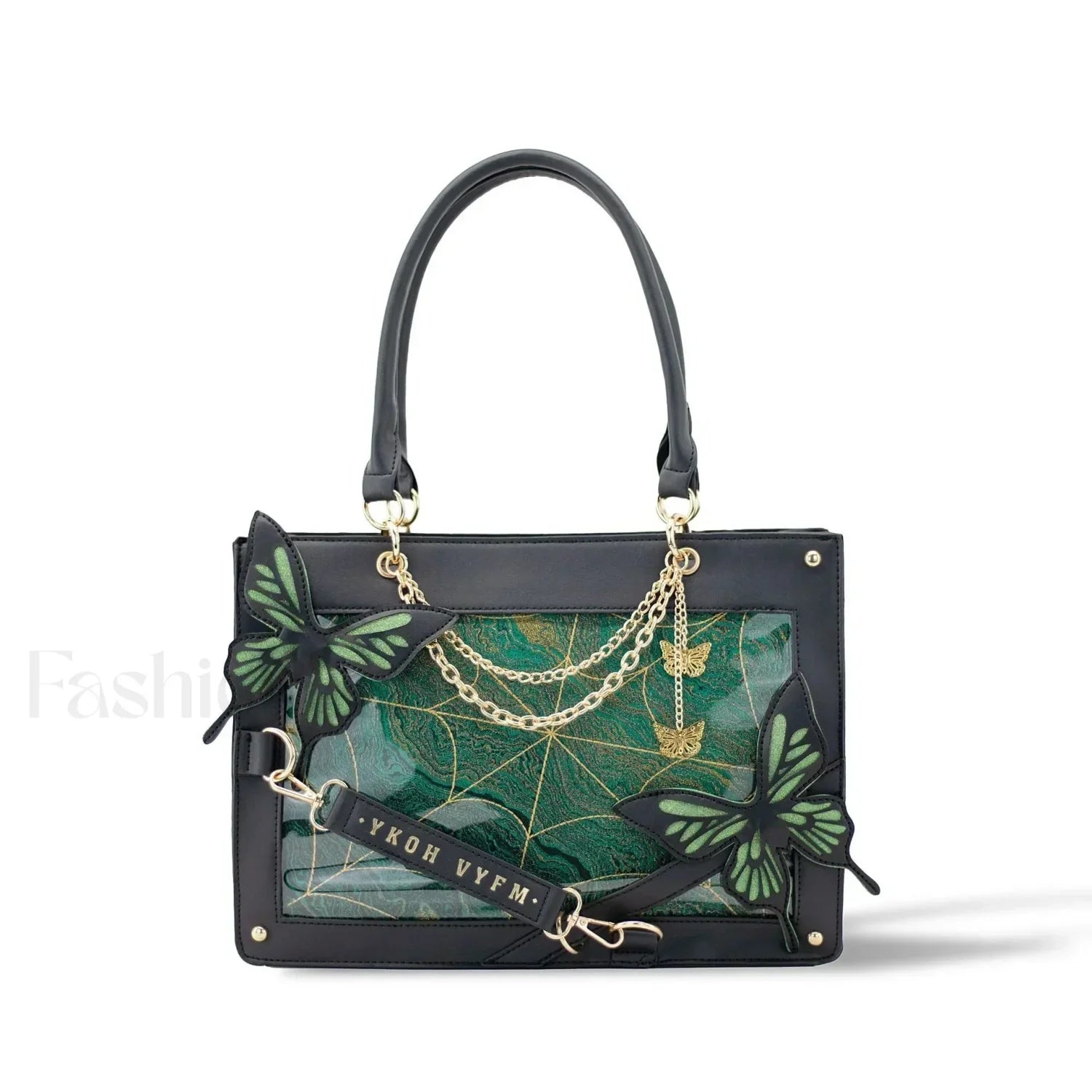 Y2K Labyrinth Butterfly Spider Chain DIY Transparent Lolita Gothic Bag Dark Green