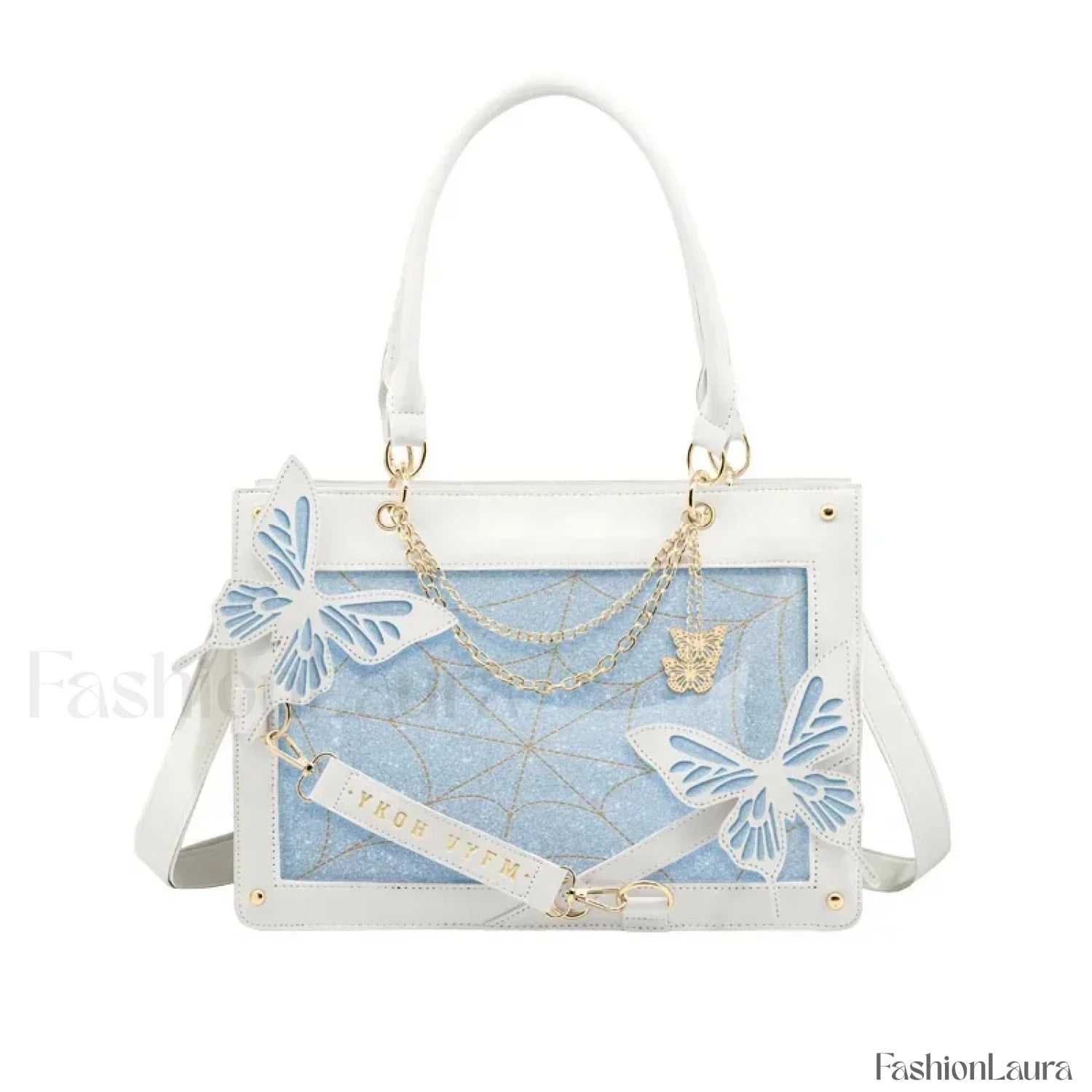 Y2K Labyrinth Butterfly Spider Chain DIY Transparent Lolita Gothic Bag White Blue