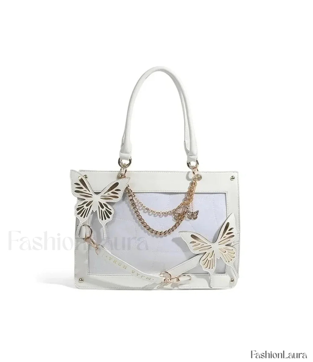 Y2K Labyrinth Butterfly Spider Chain DIY Transparent Lolita Gothic Bag White Gold