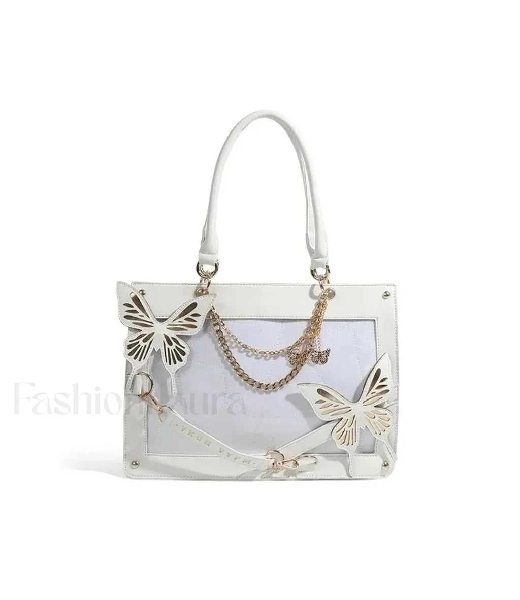 Y2K Labyrinth Butterfly Spider Chain DIY Transparent Lolita Gothic Bag White Gold