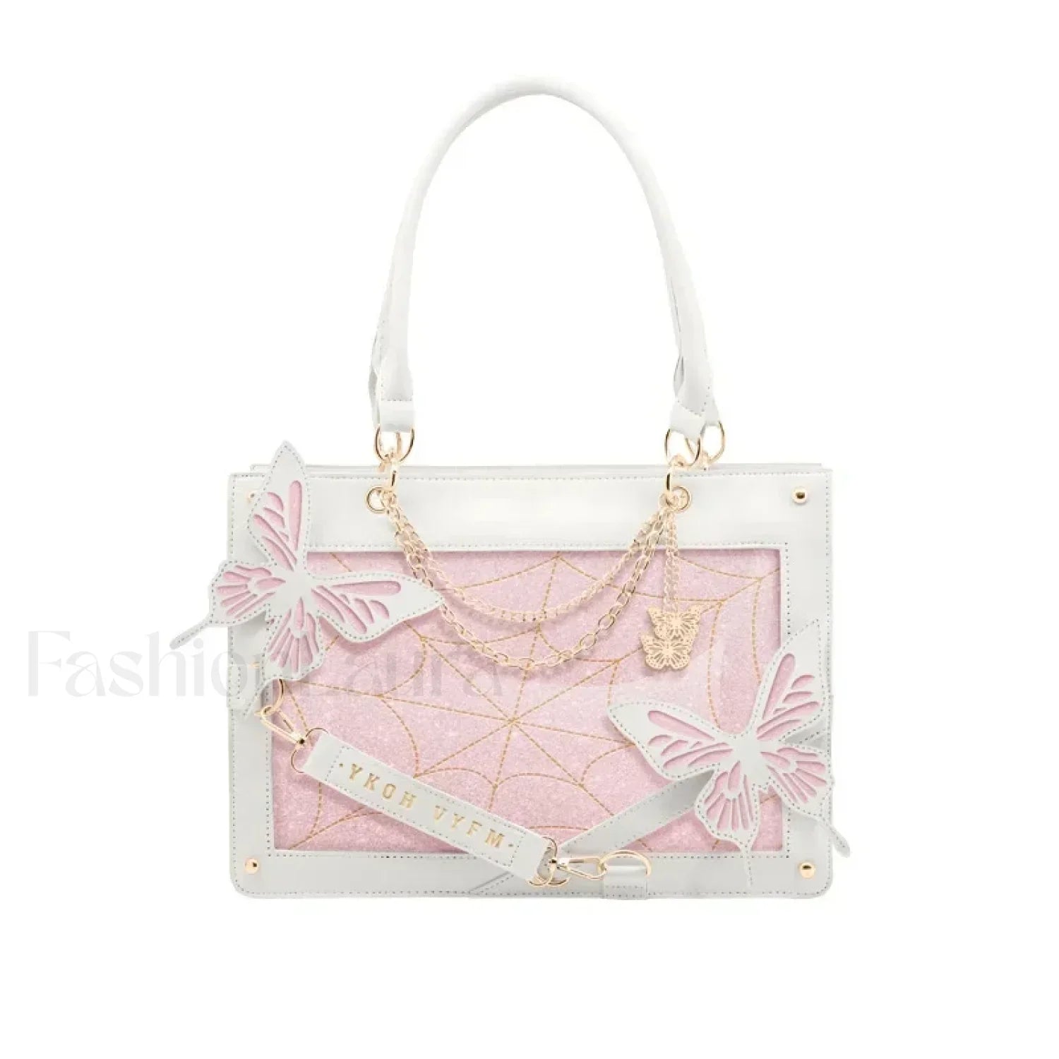 Y2K Labyrinth Butterfly Spider Chain DIY Transparent Lolita Gothic Bag White Pink