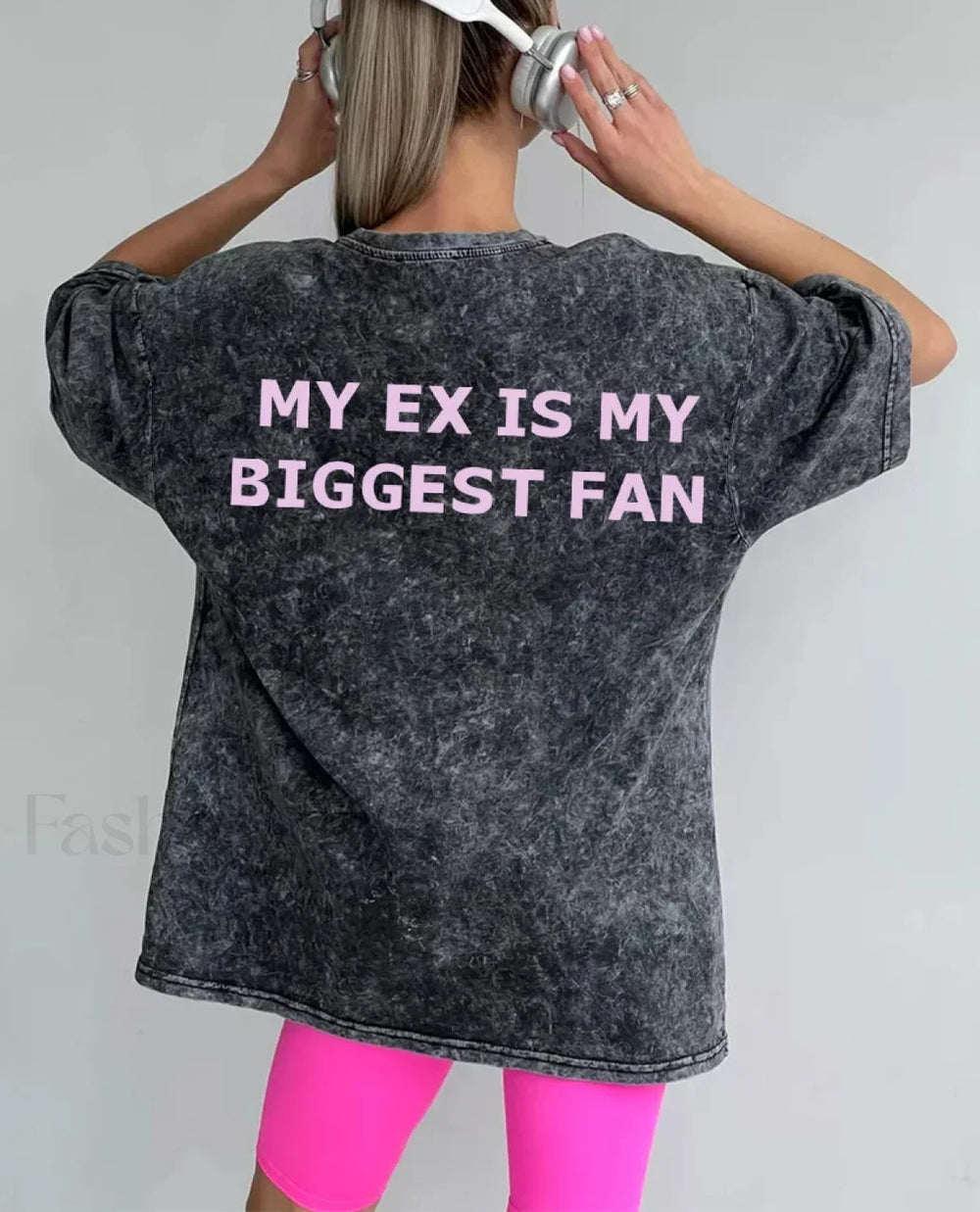 Y2K Letter Print Cotton T Shirt gray / M