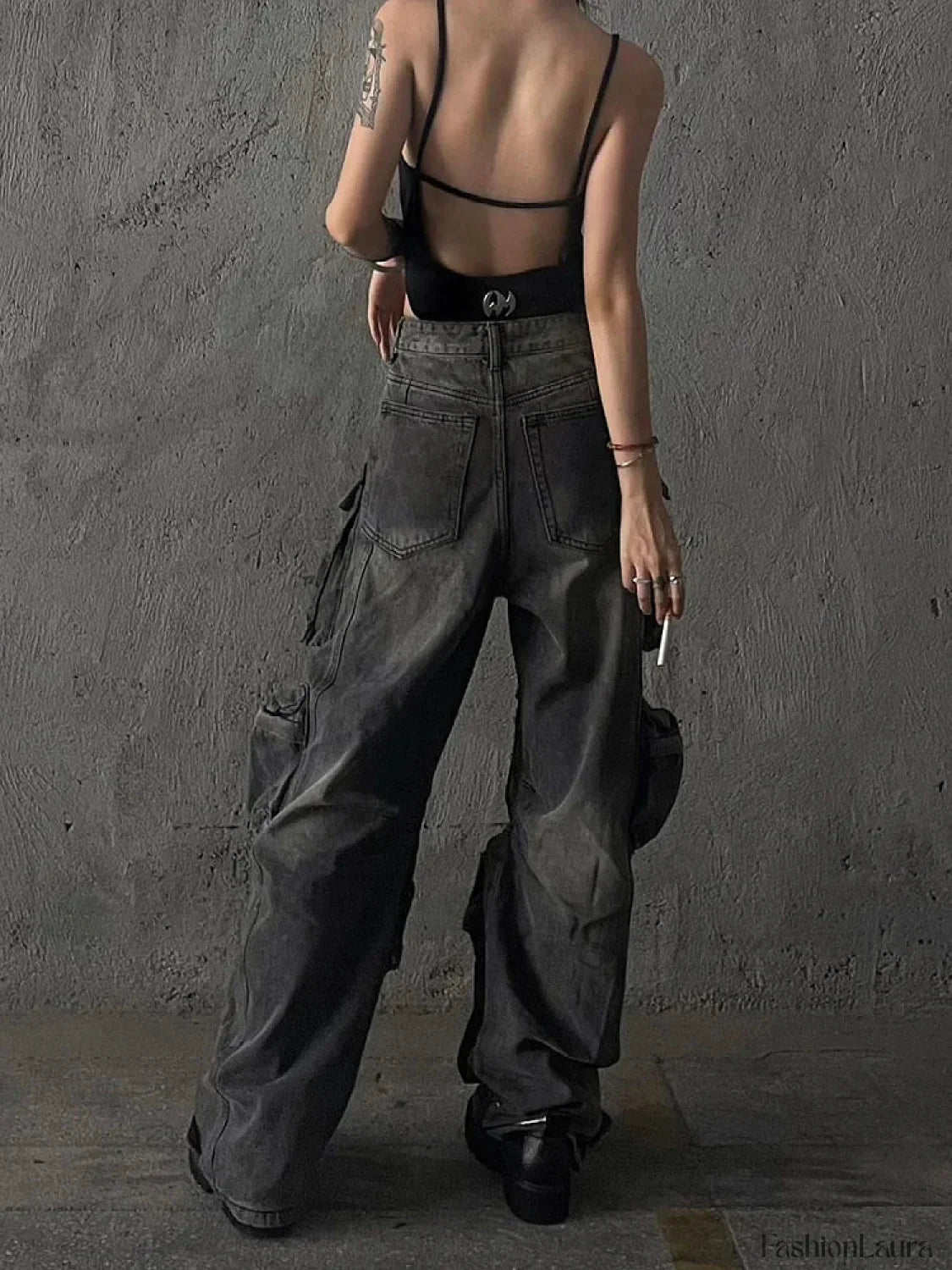 Y2K Multi Pocket Cargo Pants for Women in High Street Fashion