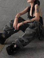 Y2K Multi Pocket Cargo Pants for Women in High Street Fashion