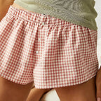 Y2K Plaid Casual Elastic Waist Fairy Aesthetic Lounge Short pink / S