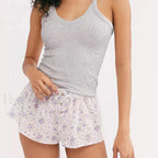 Y2K Plaid Casual Elastic Waist Fairy Aesthetic Lounge Short white / S