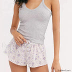 Y2K Plaid Casual Elastic Waist Fairy Aesthetic Lounge Short white / S