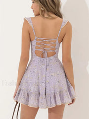 Y2K Ruffle Sleeve Floral Dress