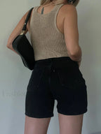 Y2K Sexy Casual Knitted V Neck Sleeveless Crochet Crop Top