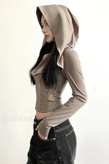 Y2K Streetwear Hooded Crop Hoodie