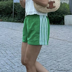 Y2K Stripes Elastic Waist Casual Loose Lounge Sleep Short