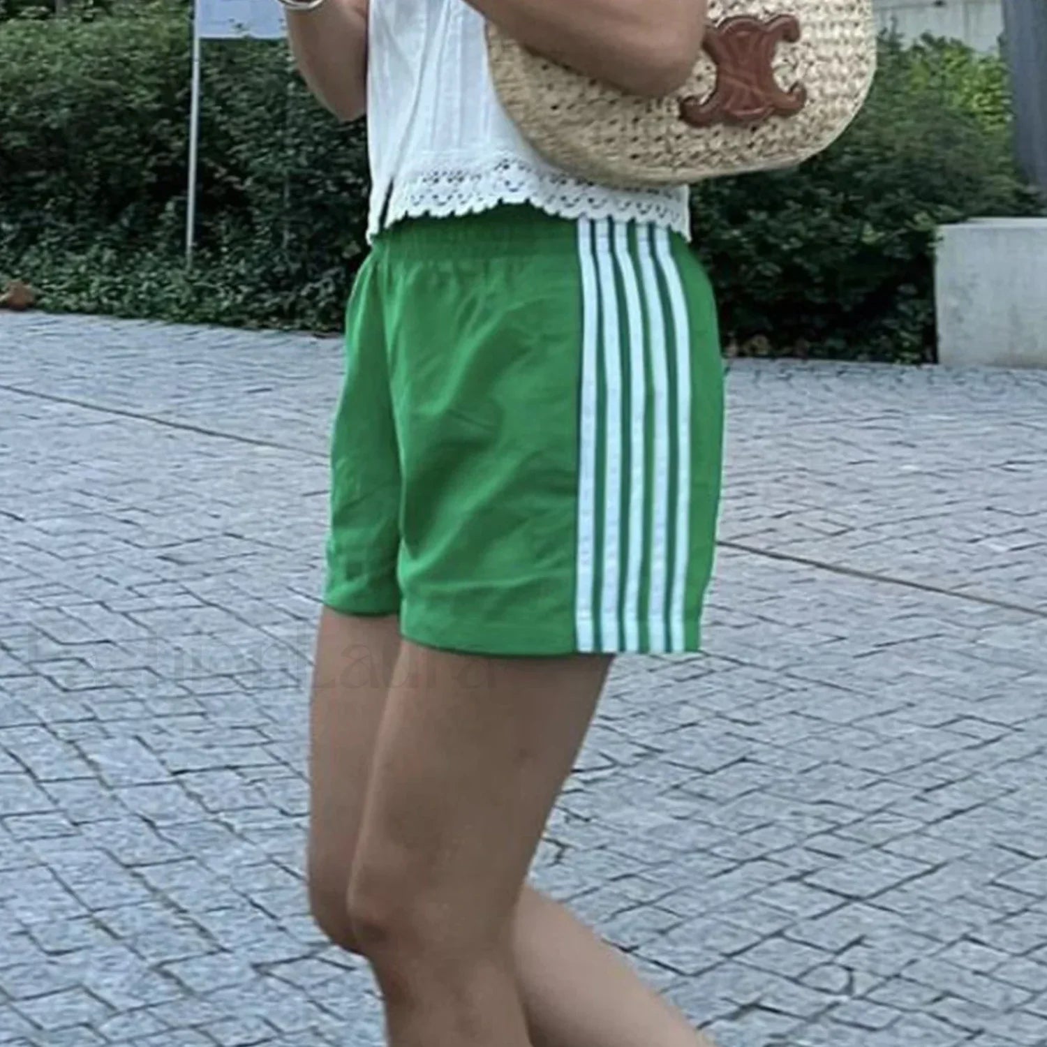 Y2K Stripes Elastic Waist Casual Loose Lounge Sleep Short