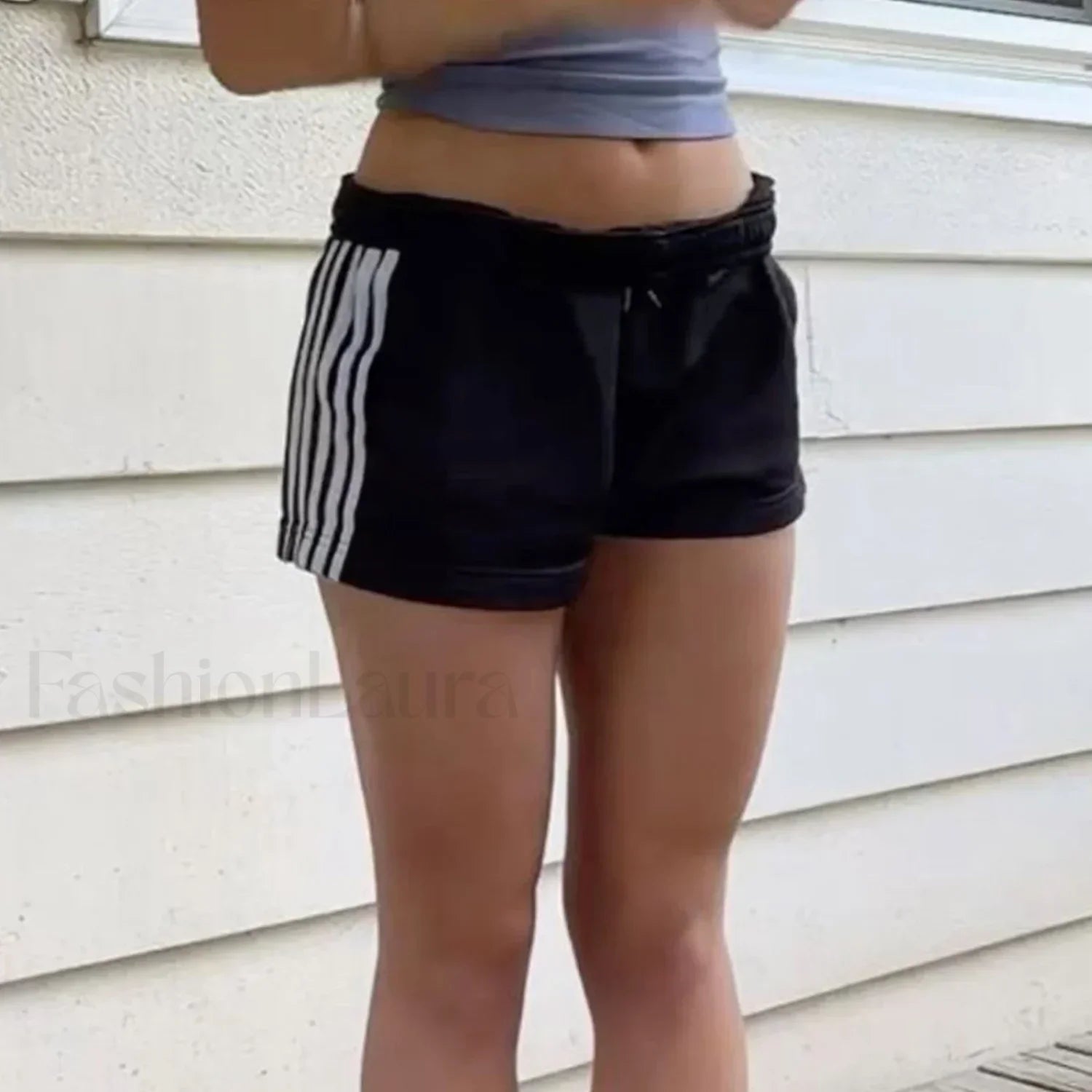 Y2K Stripes Elastic Waist Casual Loose Lounge Sleep Short