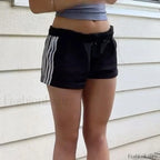 Y2K Stripes Elastic Waist Casual Loose Lounge Sleep Short