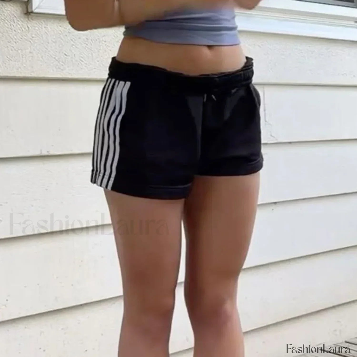 Y2K Stripes Elastic Waist Casual Loose Lounge Sleep Short