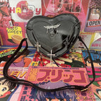 Y2K Subculture Women Cross Heart Shaped Punk Gothic Shoulder Bag Black / 18x17x5cm