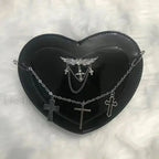 Y2K Subculture Women Cross Heart Shaped Punk Gothic Shoulder Bag Black / 18x17x5cm