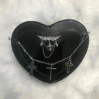 Y2K Subculture Women Cross Heart Shaped Punk Gothic Shoulder Bag Black / 18x17x5cm