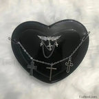 Y2K Subculture Women Cross Heart Shaped Punk Gothic Shoulder Bag Black / 18x17x5cm