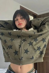 Y2K Vintage Gothic Stars Print Hoodie