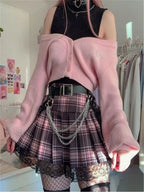 Y2K Vintage Lace Harajuku High Waist Bandage Skirt Pink / S