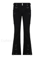 Zipper Design Low Waist Flare Cargo Jeans Cargo Jeans